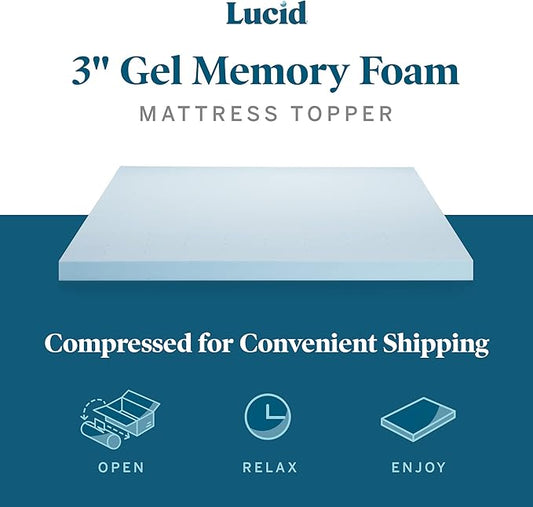 LUCID - LU30FF30GT Lucid 3 Inch Gel Infused Memory Foam Mattress, Full