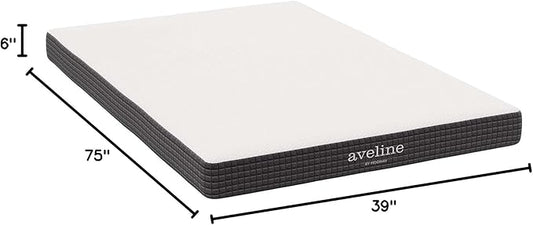 Modway Aveline Gel Infused Memory Mattress with CertiPUR-US Certified Foam, Twin, White