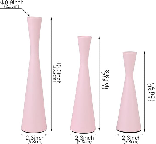 Vixdonos Taper Candle Holders Metal Candlestick Holders Set of 3 Table Mantel Decorative Candle Stand for Dinning,Party,Wedding,Home Decor(Pink)