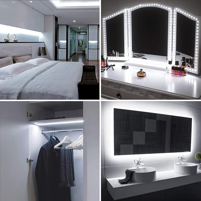 Lepro LED Strip Light, 32.8Ft Dimmable Vanity Lights, 6000K Super Bright LED Tape Lights, 420 LEDs SMD 2835, Strong 3M Adhesive, Suitable for Home, Kitchen, Under Cabinet, Bedroom, Daylight White