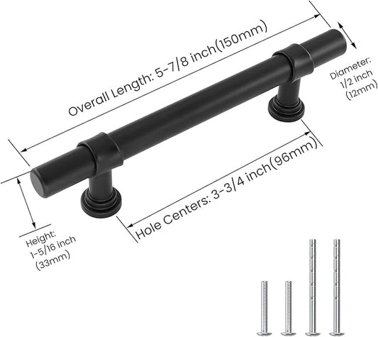 goldenwarm 6 Pack Black Cabinet Pulls 3-3/4 Inch Kitchen Cabinet Handles Black Drawer Handles Modern Dawer Pulls and Knobs Kitchen Hardware for Dresser Bathroom