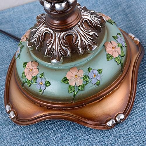 RUNNUP Romantic Pastoral Fabric Night Stand Lamp, 1-Light Desk lamp, Vintage Table Light for Bedroom Living Room