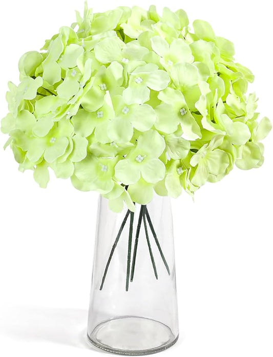 Auihiay 64 PCS Full Hydrangea Flowers, Silk Hydrangea Artificial Flowers Heads with Stems, Artificial Flowers for Wedding, Garden, Baby Shower, Party, Outdoor Indoor Decoration (Light Green)
