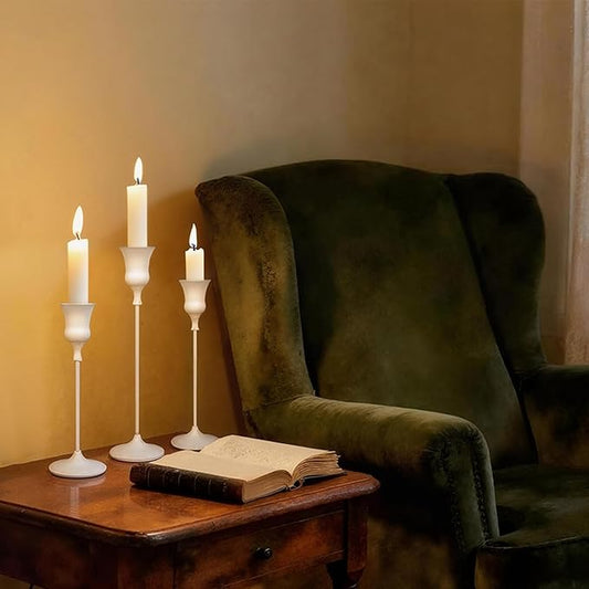 Candlestick Holders White, 3 Packs Taper Candle Holder for Candlesticks, Candle Sticks Holder Decor for Home Decor