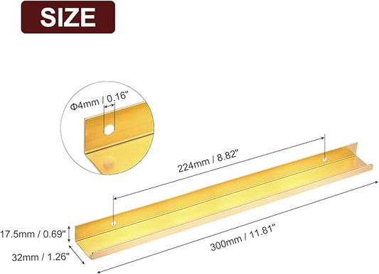 uxcell Cabinet Finger Edge Pull, 5pcs 300mm / 11.81" Aluminum Alloy Back Mount Hidden Cabinet Pulls Concealed Handle for Home Kitchen Drawer Cabinet, Gold