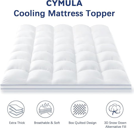 CYMULA Twin Mattress Topper, Extra Thick Plush Soft Mattress Pad, Pillow Top Mattress Topper with Deep Pocket