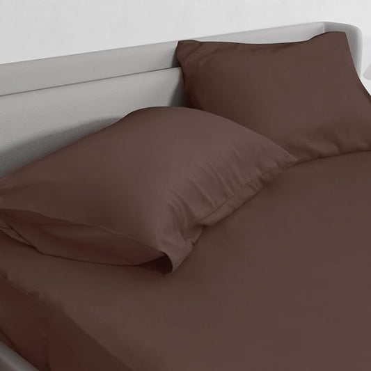 Full Sheet Set for Air Mattress - Deep Pocket Full Size Bed Set - Sheets with Pockets on Side - Easily Fits Extra Deep 16 in to 24 in Pillow Top Air Mattress - Brown