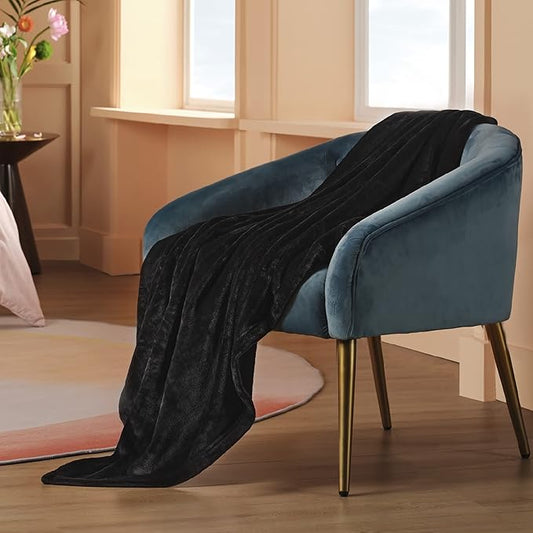 Bedsure GentleSoft Twin XL Fleece Blanket Dorm Bedding - Lightweight Soft Cozy Blankets for Bed, Sofa, Couch, Travel, Camping, Black, 66"x90"