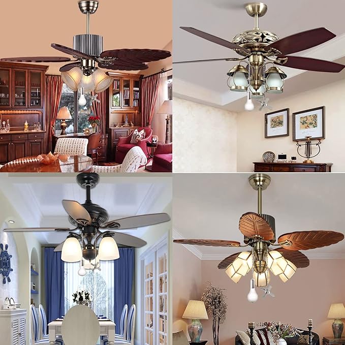 Ceiling Fan Pull Chain,24Inch Extra Long with Decorative Frosted Glass Bulb and Fan Cord,Fit All Standard 3mm Diameter Ceiling Fans(Dark Antique)