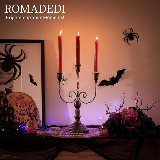 Romadedi Candelabra Black Candle Holders: 3 Arm Halloween Candlestick Holder11.8 Gothic Home Decor for Party Table Centrepiece Mantel Christmas, Set of 6