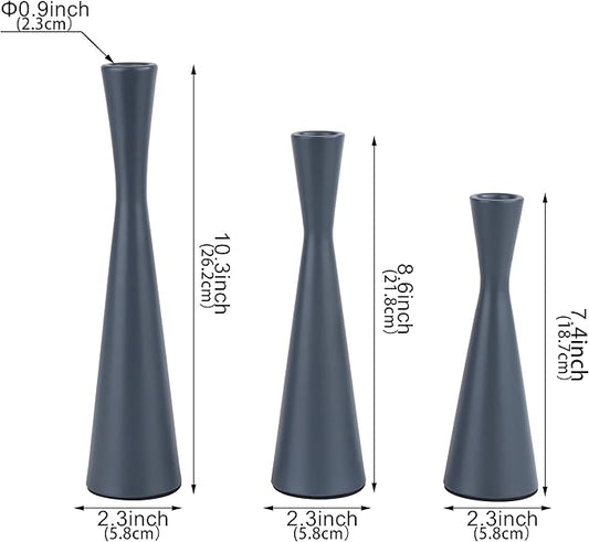 Vixdonos Taper Candle Holders Metal Candlestick Holders Set of 3 Table Mantel Decorative Candle Stand for Dinning,Party,Wedding,Home Decor(Dark Blue)