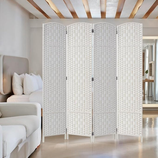 Rose Home Fashion 6 ft Tall Room Divider, Room Dividers and Folding Privacy Screens, 15.7in Privacy Screen 4 Panel Partition Temporary Wall Separation for Private, White
