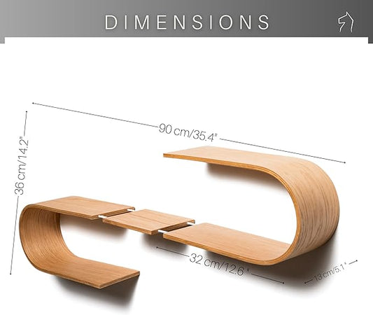 EWART WOODS Floating Wall Mounted Oval Shelf from Wood, Decorative Geometric Wooden Shelves for Candles, Unique Oak Hanging Display Decor (Walnut)