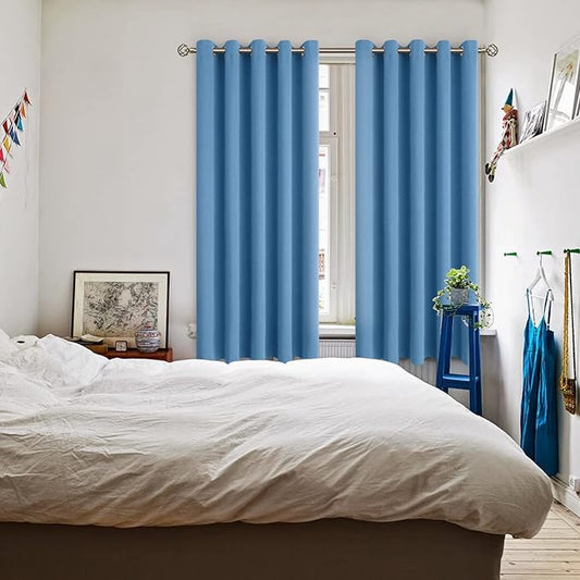 BGment Blackout Curtains - Grommet Thermal Insulated Room Darkening Bedroom and Living Room Curtains, Set of 2 Panels (70 x 63 Inch, Denim)