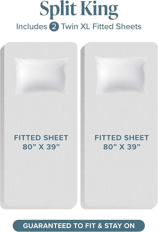 Bare Home Split King Microplush Mattress Topper - Pillow Top Reversible - Dual Sided All-Season - 8" to 24" Deep Pocket - Soft Fitted Cover - Plush Mattress Pad (Split King - 2 Twin XL)