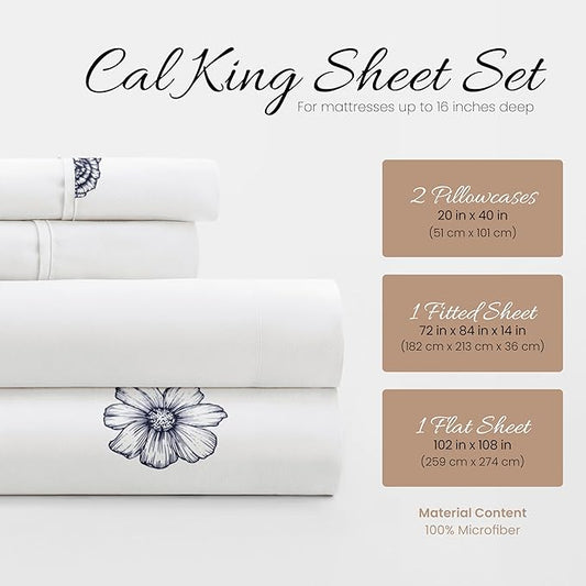 Linen Market 4 Piece California King Bedding Sheet Set (Navy Blue) - Sleep Better Than Ever with These Ultra-Soft Cooling Bed Sheets for Your California King Size Bed - Deep Pocket Fits 16" Mattress