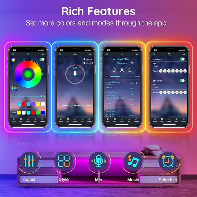AILBTON 50FT Led Neon Rope Lights Control with App/Remote,Flexible Led Rope Light,Multiple Modes,IP65 Outdoor RGB Lights Waterproof,Music Sync Gaming Led Neon Strip Light for Bedroom Decor (50FT)