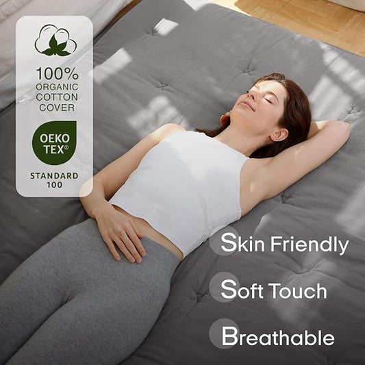 ZonLi Japanese Floor Futon Mattress Full Size 80"x 54", 100% Cotton Cover 2.5'' Thicken Tatami Mattress, Foldable Sleeping Pad, Portable Dormitory Tatami Mat