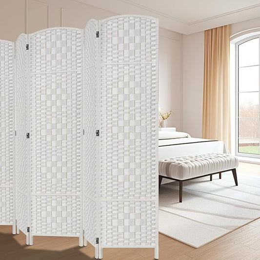 Rose Home Fashion Room Divider, 6 ft Tall Room Dividers and Folding Privacy Screens, 16in Privacy Screen 6 Panel White Space Temporary Wall Foldable Partition Separation
