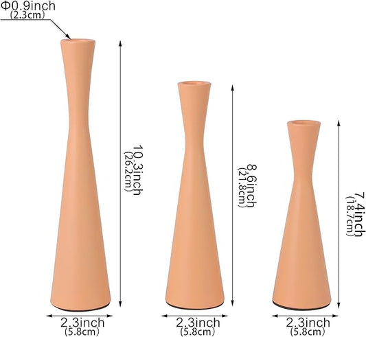 Vixdonos Taper Candle Holders Metal Candlestick Holders Set of 3 Table Mantel Decorative Candle Stand for Dinning,Party,Wedding,Home Decor(Pink Orange)
