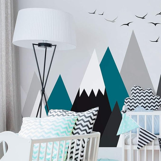 Ambiance Stickers Scandinavian Nordic Mountains Wall Decals, DIY Home Decor, Peel and Stick Removable Stickers, Waterproof and Self Adhesive Wall Art - H60 x L115 CM
