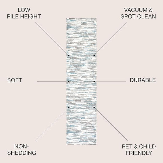 JONATHAN Y Speer Abstract Linear Stripe Gray/Blue Runner Rug, 2x8, Contemporary, Rustic, Easy-Cleaning for Living Room, Bedroom, Kitchen, Pet Friendly, Non-Shedding (LUX106A-28)