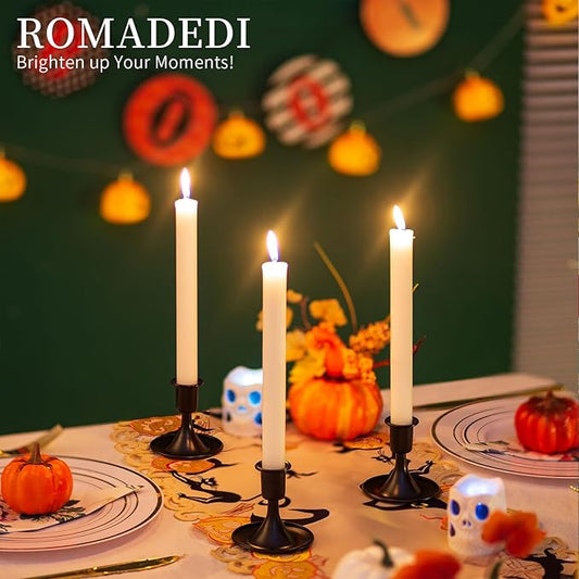 Black Candlestick Candle Holders for Taper :6 PCS Romadedi Candle Stick Holder Set Vintage Table Centerpiece Halloween Decoration Wedding Christmas Fireplace Mantel Home Deocr