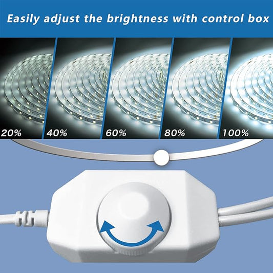 phopollo White LED Strip Lights, 50ft (2 Rolls of 25ft) Dimmable 6500k Daylight White Led Light Strip, 900 LEDs 24V Led Lights for Bedroom, Mirror, Kitchen Decoration
