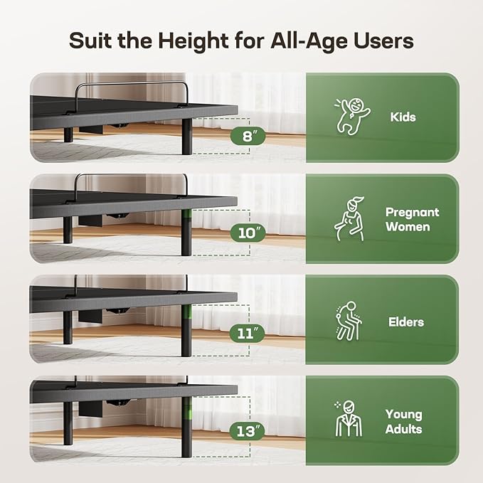 Marsail MS01-2 Split King Adjustable Bed with Massage + 10-inch Gel Memory Foam Mattress, APP Control Adjustable Bed with Under-Bed Nightlight, Split King