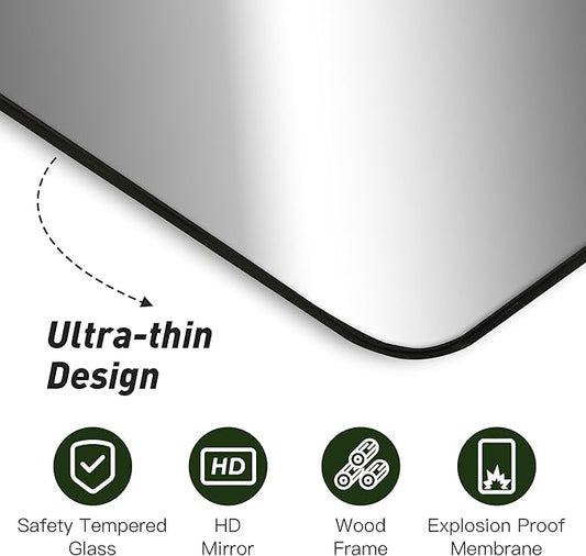 CULER Black Bathroom Wall Mirror,24 x 36 Inch Rectangle Vanity Modern Tempered Glass Mirror for Bedroom,Living Room,Entryway (24x36 Inch, Black)