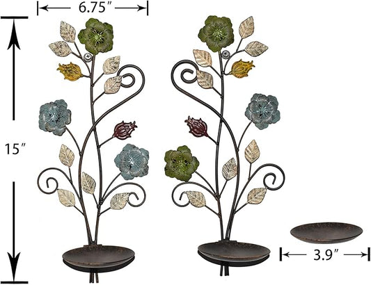 Wall Sconces Candle Holder Set of 2, Antique Color Style Leaf Branch Wall Mount Hanging Metal Wall Candle Holder Candle Sconce for Living Room Dining Room…