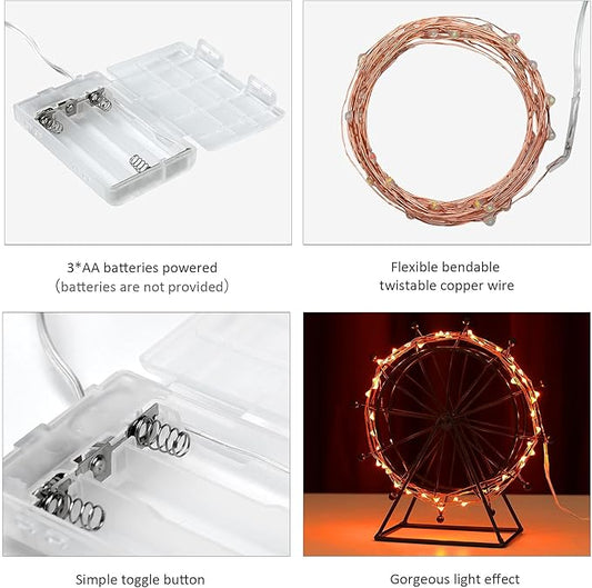 Mikasol Fairy Lights Battery Operated, 2 Pack Mini 3*AAA Battery Powered Copper Wire Led Starry String Lights Firefly Lights for Bedroom, Christmas, Parties, Decoration (5m/16ft Orange)