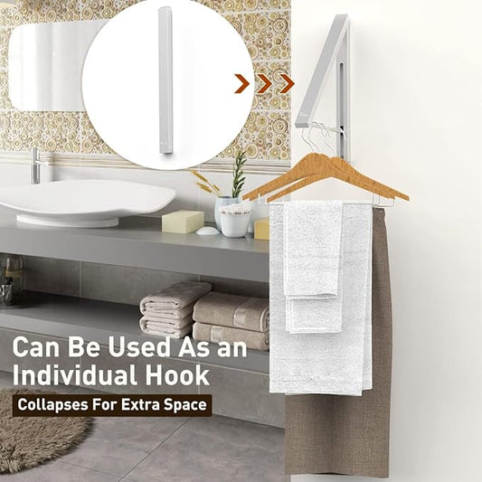 Wall Mounted Drying Rack Clothes Hanger Folding Wall Coat Racks Aluminum Home Storage Organiser Space Savers