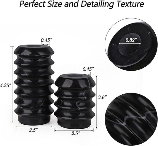 HofferRuffer Marble Candlestick Holders, Set of 2 Natural Stone Candle Holder Decorative Candle Stands for Wedding, Dinning, Party, Table Centerpieces, Fits 3/4'' Thick Candles (MarbleBlack)