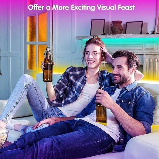 Led Lights 50ft Smart APP Control Music Sync Strip RGB Color Changing Led Lights for Bedroom Kitchen and Party