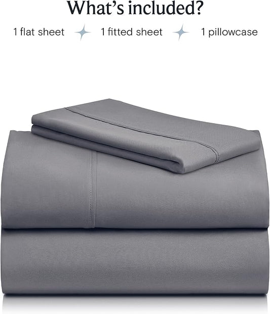 LuxClub Twin XL Sheets - Soft Kids Twin Bed Sheets for Boys and Girls, 3 PC Deep Pockets Wrinkle Free Kids Fitted Sheets Machine Washable Hotel Bedding Silky Soft- Light Grey Twin XL