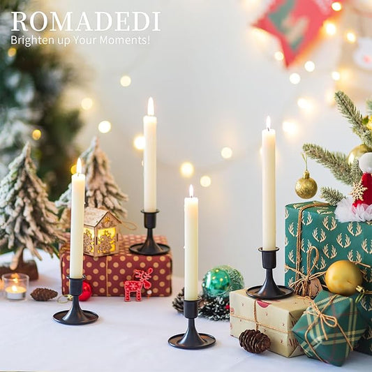 Black Candlestick Candle Holders for Taper :12 PCS Romadedi Candle Stick Holder Set Vintage Table Centerpiece Halloween Decoration Wedding Christmas Fireplace Mantel Home Deocr