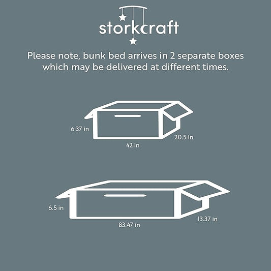 Storkcraft Caribou Bunk Bed Twin Over Twin Bunk Bed (White) - GREENGUARD Gold Certified, Twin Bunk Beds for Kids, Converts to 2 Individual Twin Beds, Bunk Beds for Kids