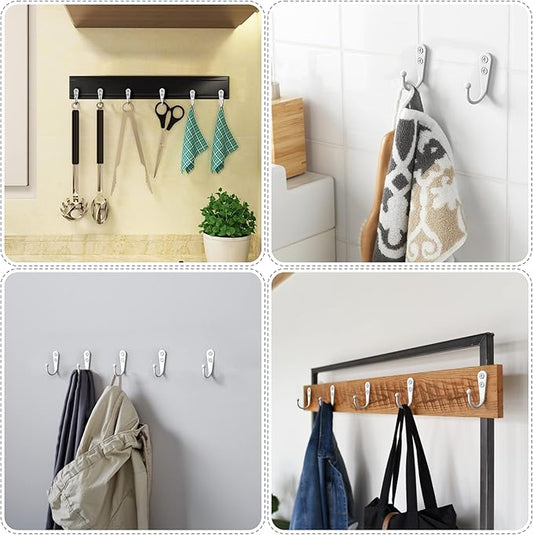 25PCS Wall Hooks | Hooks for Hanging | Wall Hooks for Hanging | Coat Hooks | Hooks for Hanging Heavy Duty | Wall Hangers with 50 Pieces Screws(White)