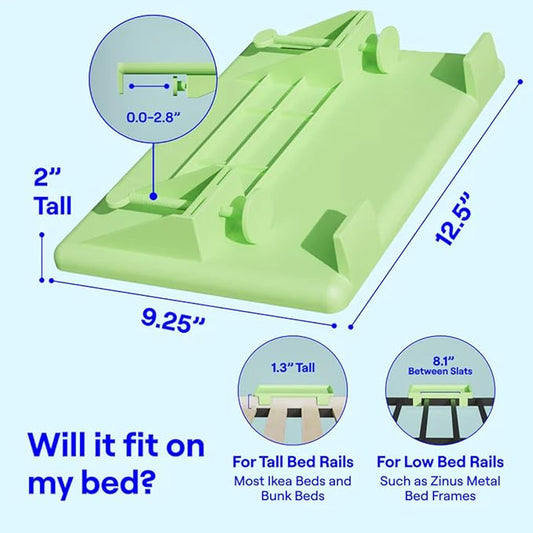 BedShelfie Bedside Shelf for Dorm Room Bunk Bed & Top Bunk, College Dorm Room Essentials, Bedside Caddy, Clip on Floating Desk Tray, Bed Side Table Storage, Loft Nightstand Decor - Cable Catch, White