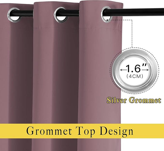 NICETOWN Dry Rose Blackout Curtains 84 inch Length 2 Panels, Grommet Thermal Insulated Window Treatments Light & Sound Reducing Drapes for Living Room/Bedroom, W46 x L84