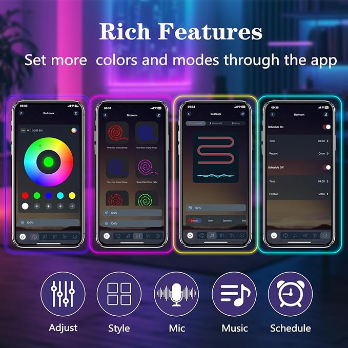 80FT (2 Rolls 40FT) Neon Rope Lights,Flexible Led Rope Lights Control with App/Remote,Multiple Modes Rope Lights,IP67 Outdoor Waterproof,Music Sync Light Strip for Bedroom