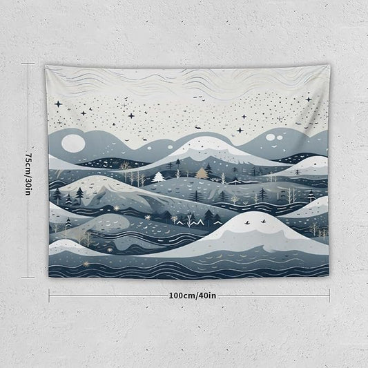 MaSiledy Snow Mountain Scandinavian Winter Tapastry's Wall Hanging Winter Holiday Tapestries for Bedroom Landscape Tapestry for Bedroom Colorful Wall Hanging Aesthetic Wall Art For Room Decor 30"x40"