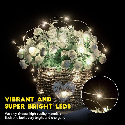 Brightown 24 Pack Fairy Lights Battery Operated - 7Ft 20 Led Mini String Lights Silver Wire Waterproof Firefly Starry DIY Lights for Bedroom Patio Wedding Party Christmas Decor (Pure White)
