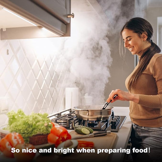 Under Counter Lights for Kitchen, 3 Packs x 12 Inch Dimmable LED Under Cabinet Lighting, Cold White 6000K, Plug-in Under Cabinet Lights with Memory Function