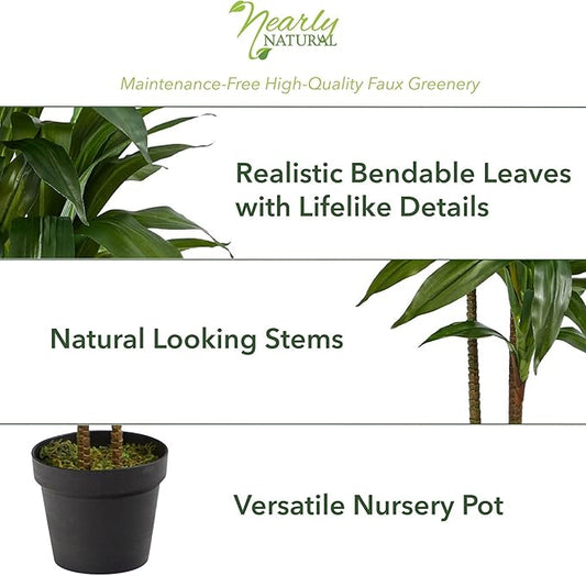 Nearly Natural 48in. Dracaena Artificial Plant with Green Real Touch Leaves - Lifelike Indoor Décor