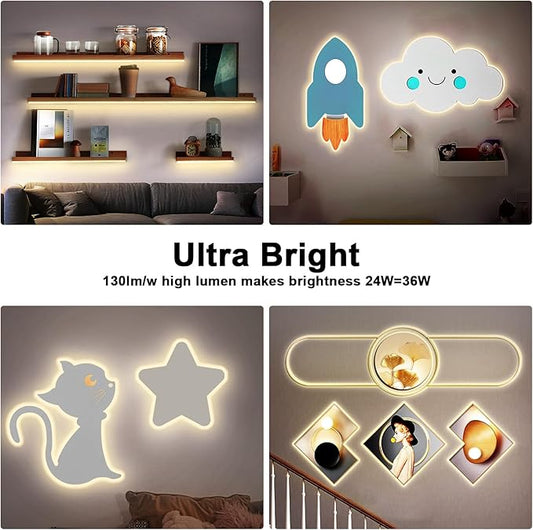 White COB Led Strip Lights Max with RF Remote, 16.4ft 3000K Dimmable Ultra Bright Warm White COB Light Strip, Adhesive Indoor COB Led Lights for Living Room, Shelf, Cabinet