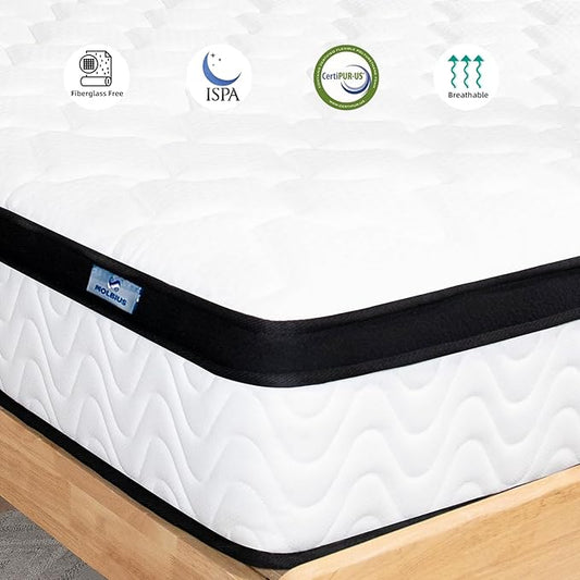 Full Size Mattress | 12 Inch Hybrid Mattresses Full in a Box | Medium Firm Memory Foam and Individual Pocket Springs | Fiberglass Free Bed Matress | Breathable | CertiPUR-US
