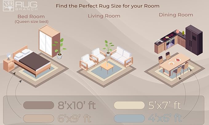 RUG BRANCH New Zealand Plush 4' x 6' (3'9" X 5'6") Modern Indoor Area Rug, Contemporary, Grey Beige - Living Room, Bedroom, Dining Room, and Kitchen