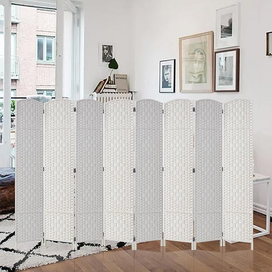 Rose Home Fashion 6 ft Tall Room Divider, Room Dividers and Folding Privacy Screens, 15.7in Privacy Screen 8 Panel Partition Temporary Wall Separation for Private, White